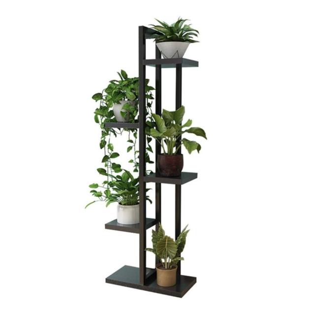 フラワースタンド 花ラック植物棚ディスプレイスタンド金属フレームユーティリティ棚ユニット収納ラック屋外 (Color : Black Size : 40x20x116cm)