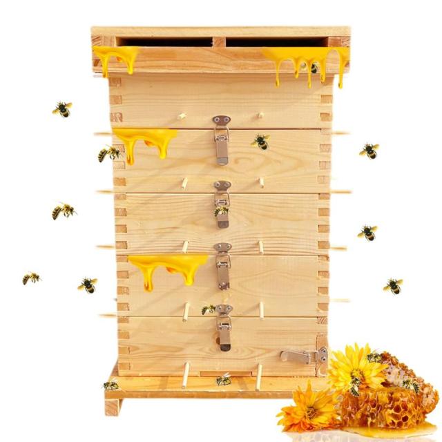 ミツバチ 巣箱 5階 蜜蜂巣箱 杉材 焼彩仕上 ワックスを煮る 5階の格子箱 防水 防湿 防虫 簡単インストール 養蜂箱キット
