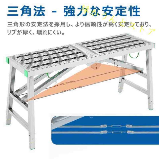 足場台 洗車台 作業台 脚立 軽量 踏み台 折りたたみ式 アルミ足場台 伸縮 5段高さ調節可能 持ち運び便利 滑り止め 安定感 耐荷重500kg 組み立て不要、洗車、窓拭