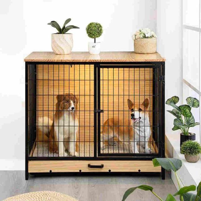 Rshtong 犬 ケージ 犬用サークル ペットケージ 犬 ゲージ 屋根付き 幅