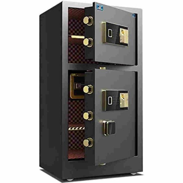 大型 両開き 金庫 家庭用 指紋 金庫 パスワードキャビネット金庫デジタルキーパッド付き耐火性能 幅44×奥行41×高さ80cmの通販は