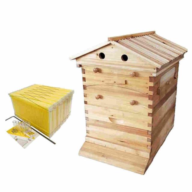 蜜蜂巣箱 養蜂箱 蜂の巣 養蜂器具 文蜂 巣箱 蜜蜂飼育箱 ミツバチ巣箱 7階の格子箱 フローハイブ 杉材 ワックスを煮る 自動流 養蜂 養蜂器具