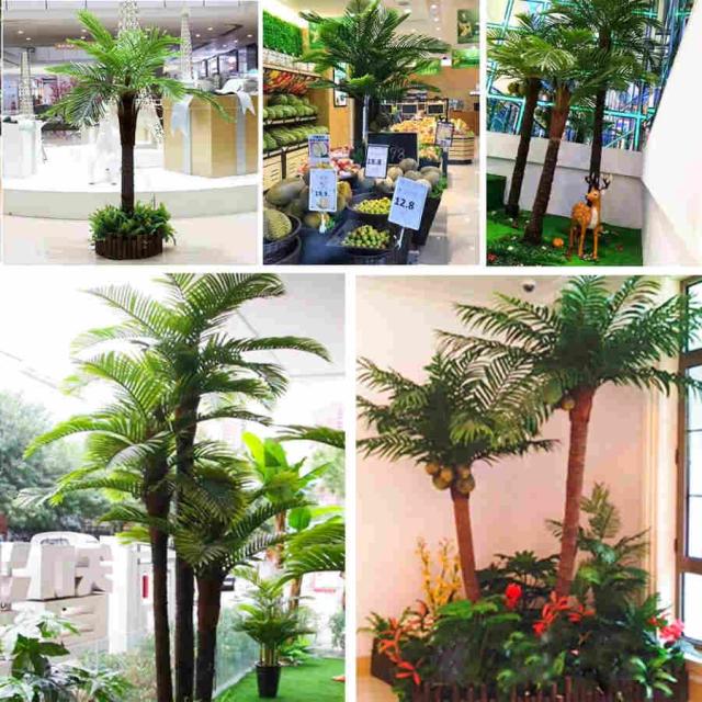 ヤシの木 観葉植物 フェイク 大型 ココスヤシ 椰子の木 椰子の木 観葉植物 人工観葉植物 立派な幹を持つ熱帯ヤシ造花 6.5FT_2