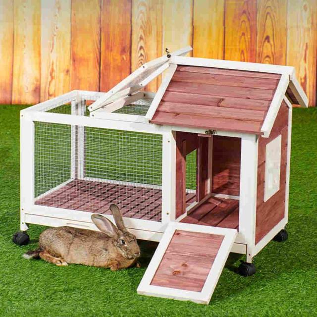 屋外木製鶏小屋 犬ケージ 耐候性大型 ペットサークル キャスター付き 亜鉛メッキ鉄メッシュ トレー付き 家庭用 飼育ケージ 鶏舎 組み立て簡単 室内外兼用、幅102の通販は 22,866円