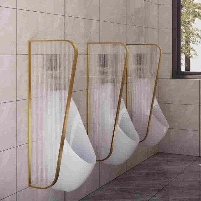 小便器プライバシースクリーン、小便器ディバイダースクリーンパネルトイレパーティション、ステンレススチールフレームとガラスパネル、男性用 壁掛け 小便器学