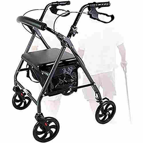 黒.歩行車 アシストウォーカー 室内室外兼用 四輪歩行器 高さ調節可 折りたたみ式 モビリティ シルバーカー、大人 高齢者 介護 歩行補助具 手押し車