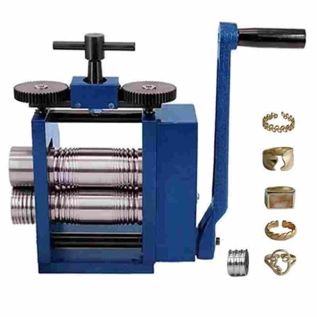 圧延機 手動圧延機 彫金工具 手動ローリングミルマシン 75mm 彫金ローラー ジュエリー圧延機 錆び防止 ジュエリー打錠 冷間圧延金属用 鉄素材 耐摩耗性 交換簡単