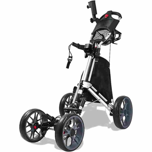 メンズゴルフ手押し車 ゴルフプッシュプルカートゴルフ 御徒面子 持ちはこび どんぶり鉢 野球クラブ 折り畳み式手押し車 軽銀アロイ製お手手うち切りとドリンク保持者付き添い人 開閉