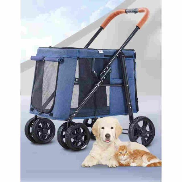 ペットカート 犬用 キャリーカート犬用ベビーカー ペットバギー 折りたたみ式 犬 カート大型犬 多頭中小型犬?猫折りたたみ ペットベビーカー犬のキャリーカート_1