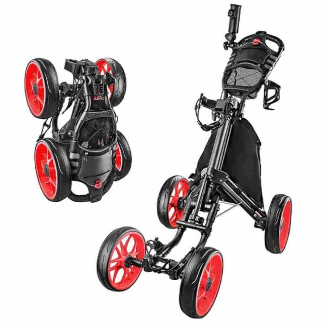 ゴルフカート プッシュプルゴルフカート 折り畳み式カート アルミ合金製 ハンドブレーキとドリンクホルダー付き 開閉が簡単 練習収納 手引きゴルフクラブ ゴルフ