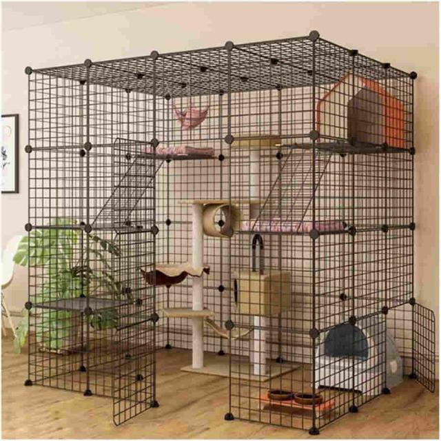 猫ケージ 大型 猫用ケージ フェレットケージ屋内猫ベビーサークル、猫犬小屋金属ワイヤー犬小屋 キャットケージ 脱走防止 猫ハウス 取り付け簡単 うさぎケージ