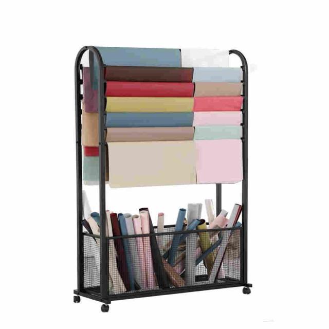 リボン スカーフ ラッピング ペーパーラック スタンド ホルダー 花の包装紙 可動式 ラッピングペーパー 花屋 ギフトショップ 収納ホルダー ブラック多目的 スタの通販は