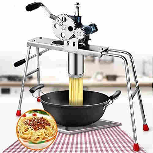 手動パスタメーカー 製麺機 水洗える ステンレス製麺筒 そば/うどん/生パスタなど ダブルギア より高効率 ダブルハンドル 家庭用 業務用