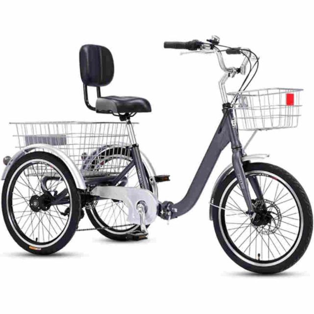 20インチ大人三輪車トライククルーザーバイク 7スピード 3輪自転車 大人用 大型バスケット 三輪車 女性 男性 ショッピング レクリエーション 初心者の自転車_2