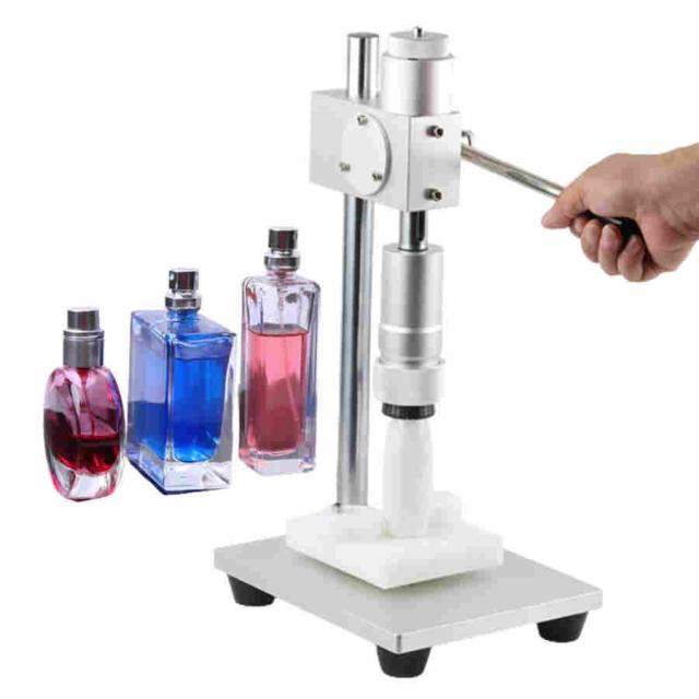 手動香水キャッパー、ボトルキャッパー香水、高さ調整可能なボトル圧着機プラスチックボトルガラスボトルメタル缶用の非スリップハンドルとベースを備えた香水圧