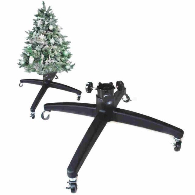 ローリングクリスマスツリースタンド、人工木用ロックホイール付きクリスマスツリースタンドベース、チューブ口径6.5cm、クリスマスフェイクツリースタンド用