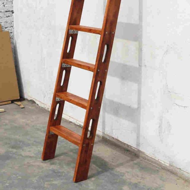 5パック二段はしご 高さ125cm / 150cmの無垢材の二段はしご、 幅広のラングを備えたブラウン/コーヒーホームツインベッドはしご、 Rv家庭用寮のレトロなロフト登