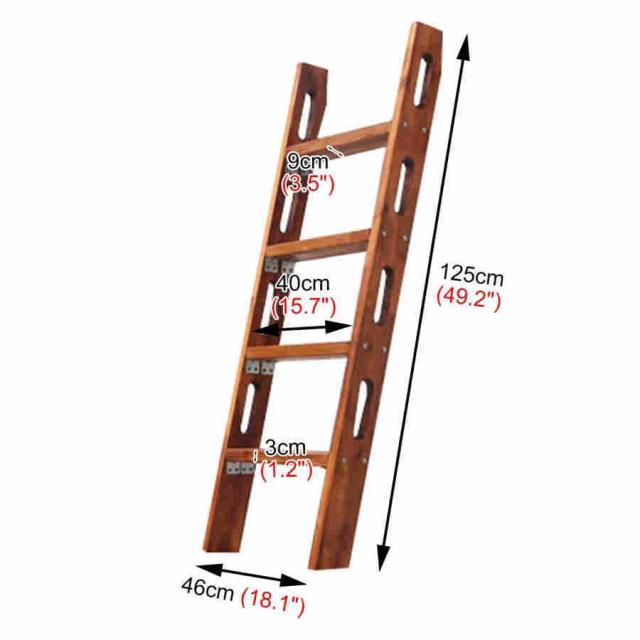 5パック二段はしご 高さ125cm / 150cmの無垢材の二段はしご、 幅広のラングを備えたブラウン/コーヒーホームツインベッドはしご、 Rv家庭用寮のレトロなロフト登