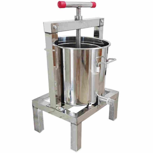 蜜を絞り器 手動 蜂蜜分離器 ステンレス 圧縮製蝋器 15L 大容量 ワックス押え ミツバチ 蜂蜜押さえ ドラム養蜂器具 養蜂農場 (M:30*29*57cm)