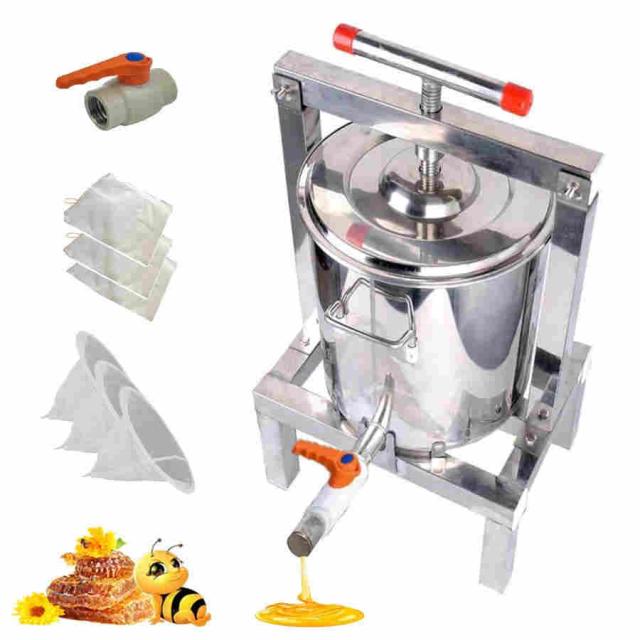 蜂蜜分離器 蜂蜜 圧搾機 ステンレス圧縮製蝋器 手手動 脱水機 ジューサー 手動 14L大容量 ワックス押え はちみつ絞り器 遠心分離機 手動 圧搾機 ドラム養蜂器具