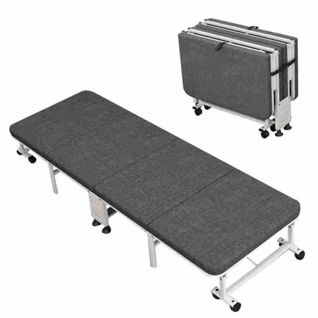おりたたみベッド コンパクト 折りたたみ ベッド 四つ折り シングル 簡易ベッド 高反発マットレス 折り畳みベッド 軽量小型 省スペース 組立不要 キャスター付き