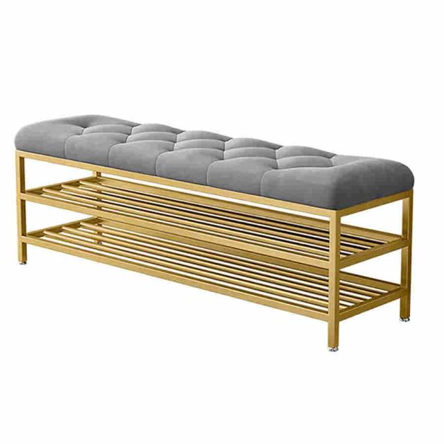 金属製の靴のベンチ玄関の靴の収納ベンチ、快適なクッションの入り口の靴のベンチ、2層収納付き