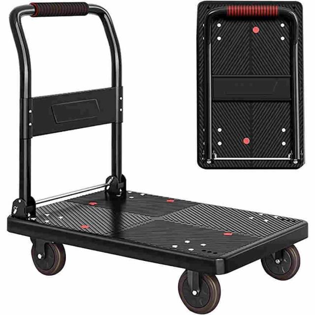 キャリーカート 台車 折りたたみ 軽量 運搬台車 72×47cm 90x60cm 大天板 荷台車 大型 荷物台車 耐荷重 300kg 手押し車 耐摩耗性ミュートラバーホイール コンパ