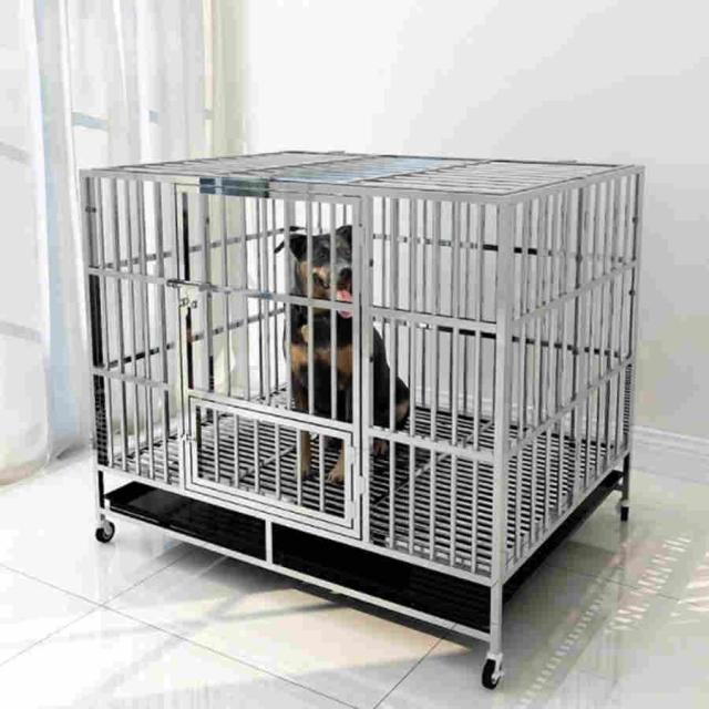 犬小屋 犬用ケージ あらゆる種類のペットの犬と猫に適したステンレス製の犬用ケージ、大型犬と犬用ケージ (Size : 125*95*100cm)