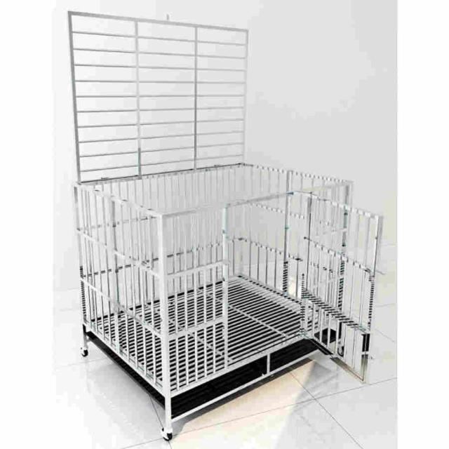 犬小屋 犬用ケージ あらゆる種類のペットの犬と猫に適したステンレス製の犬用ケージ、大型犬と犬用ケージ (Size : 125*95*100cm)