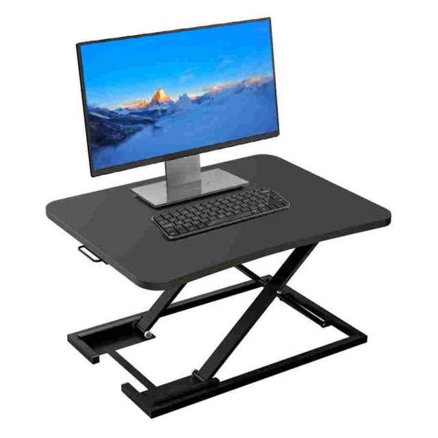 昇降デスク 多機能テーブル ?さ調整可能 昇降式 スタンディングデスク オフィスワーク テーブル/デスク/?卓 折りたたみ 無段階座位・立位両用 (ブラック)
