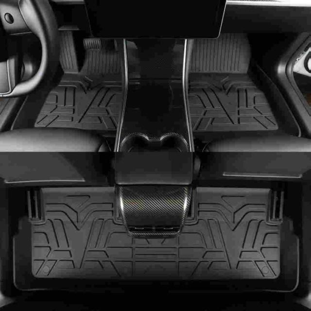 右手ドライブテスラモデル3 2017-2022 TPEフロアマット全天候型非スリップ防水フロアマットセット_1