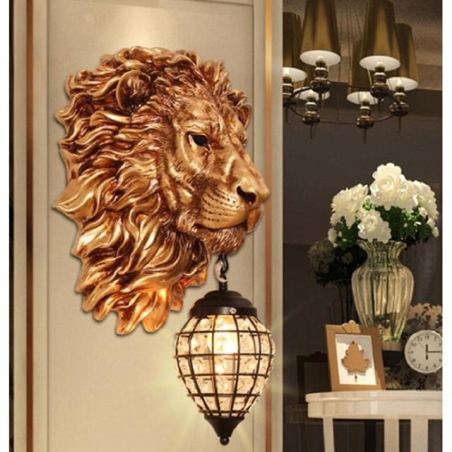 在庫限りライオン ゴールド ランプ LAMP ランタン 高級 重量 間接照明 1灯 ステンドグラス テーブルランプ テーブルスタンド テーブルライト レトロ 照明の通販は