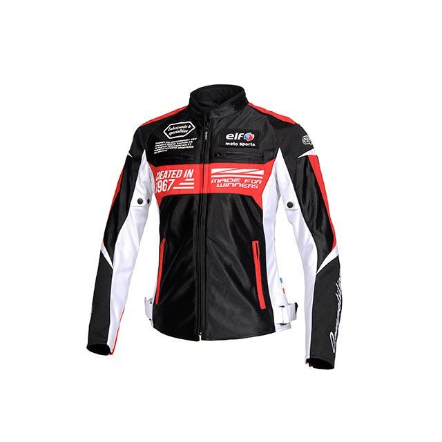 エルフ ライディングウェア EJ-S103 イデアールメッシュジャケット（ブラック＆レッド） サイズ WL elf riding wear バイクの通販は