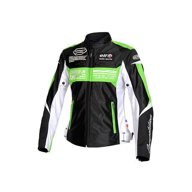 エルフ ライディングウェア EJ-S103 イデアールメッシュジャケット（ブラック＆グリーン） サイズ WM elf riding wear バイク