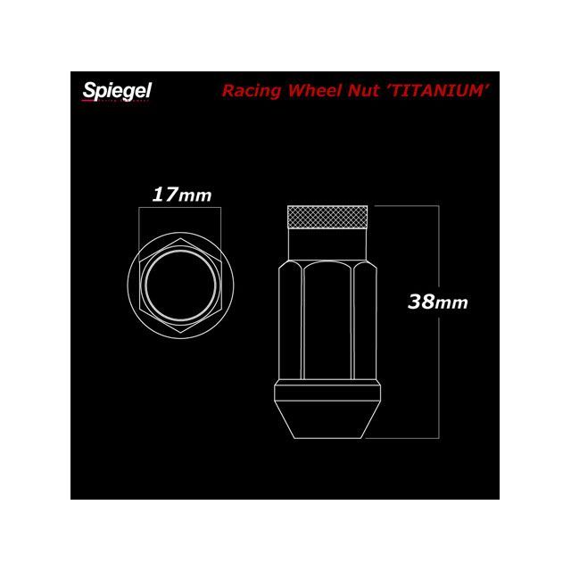 シュピーゲル レーシング ホイールナット チタン 貫通タイプ M12 P1.5 38mm 16個セット チタンナット ダイハツ キャスト スポーツ …