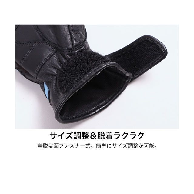 デグナー 2021春夏モデル FRTG-71 レディースレザーグローブ（ブラック/ブルー） サイズ L DEGNER バイクの通販は