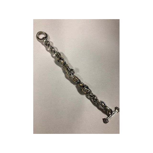 Bill Wall Leather Chain link Vintage skulls（eyes：RED）/Vintage cross B584 B…