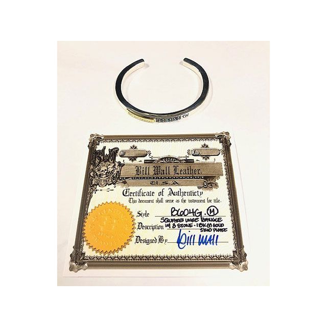Bill Wall Leather Square Smooth Bangle w/3 stones B604G-M Bill Wall Leather