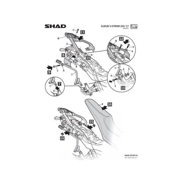 【メーカー直送】シャッド V-ストローム250 3Pシステムフィッティングキット Vストローム250（17-22） SHAD_4