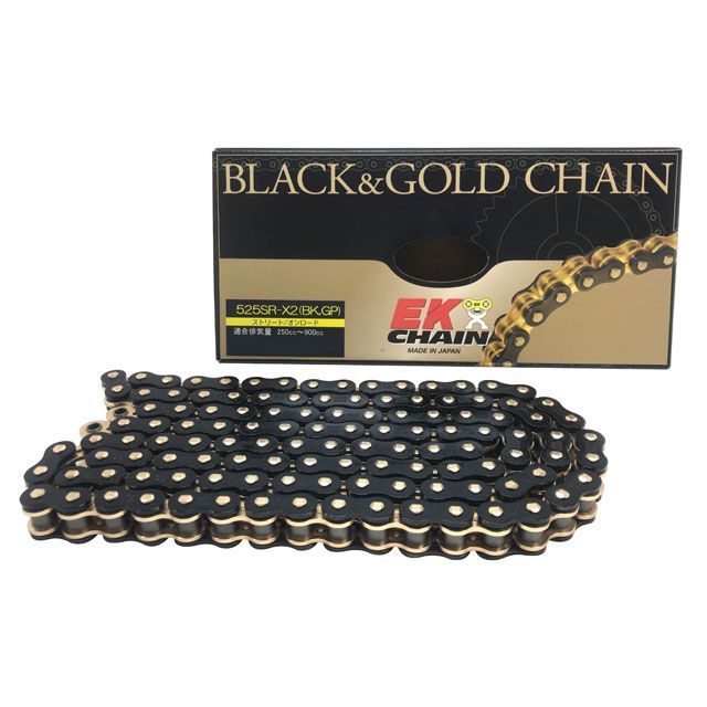 江沼チェーン 汎用 QXリングチェーン 525SR-X2 MLJ カラー ブラック＆ゴールド リンク数 148L EKチェーン