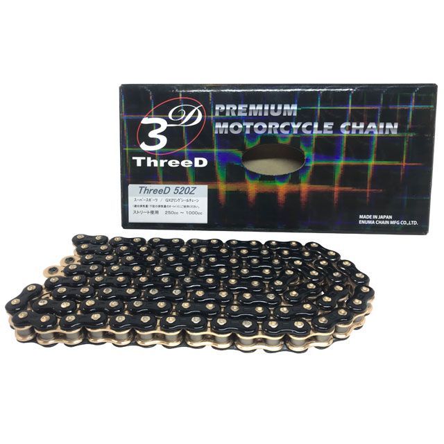 江沼チェーン 250〜1000cc QX2リングシール ThreeD 520Z/3D カラー ブラック＆ゴールド リンク数 104L EKチェーン …の通販は