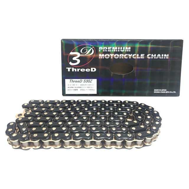 江沼チェーン 250〜1400cc QX2リングシール ThreeD 530Z/3D カラー ブラック＆ゴールド リンク数 106L EKチェーン …の通販は