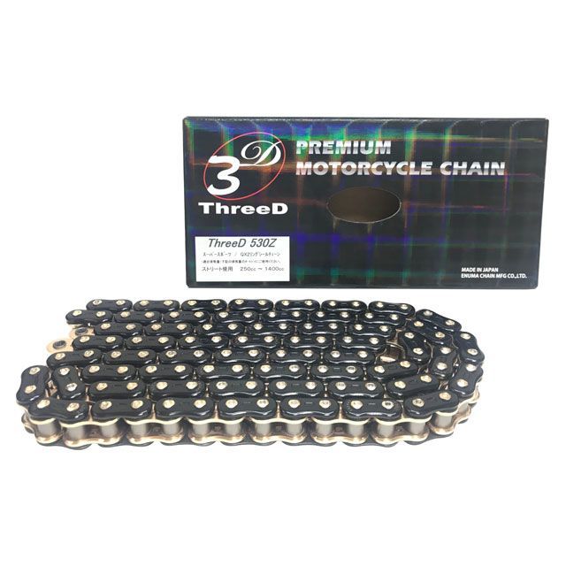 江沼チェーン 250〜1400cc QX2リングシール ThreeD 530Z/3D カラー ブラック＆ゴールド リンク数 120L EKチェーン