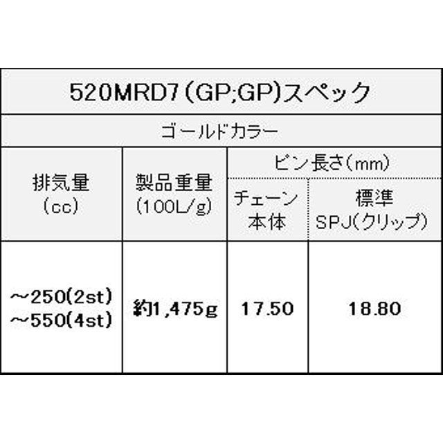 江沼チェーン 〜250cc迄／4ストは550cc迄 モトクロスレース用 ノンシールチェーン 520MRD7 SPJ カラー ゴールド リンク数 11…_4
