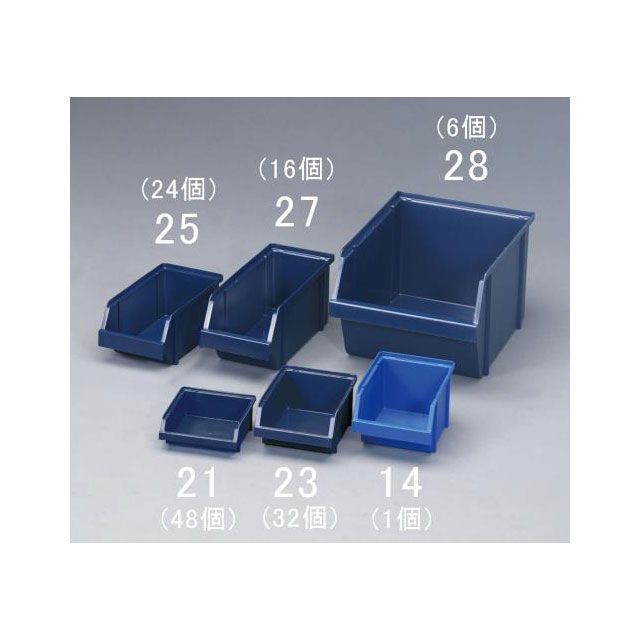 エスコ 125x300x126mm パーツトレー（重ね置型・青/16個） ESCO