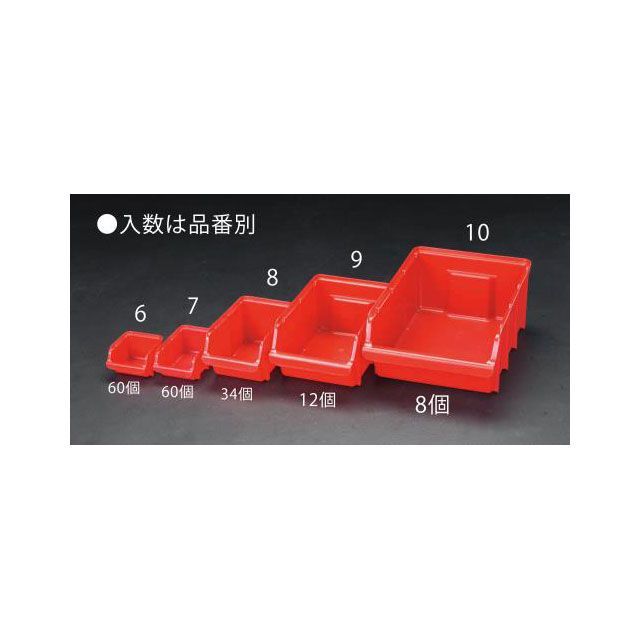 エスコ 103x165x 74mm パーツトレー（重ね置型・赤/60個） ESCO