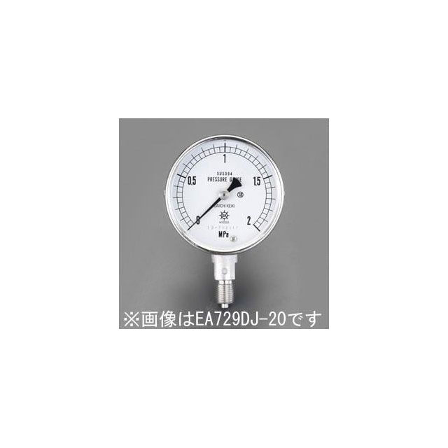 エスコ G 1/4”/60mm/0-25MPa 圧力計（ステンレス製） ESCO