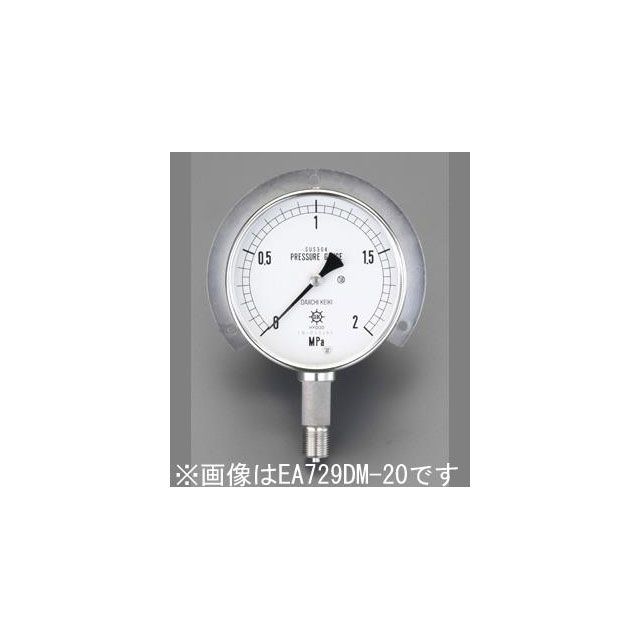 エスコ G 3/8”/75mm/0- 10MPa つば付圧力計（ステンレス） ESCO