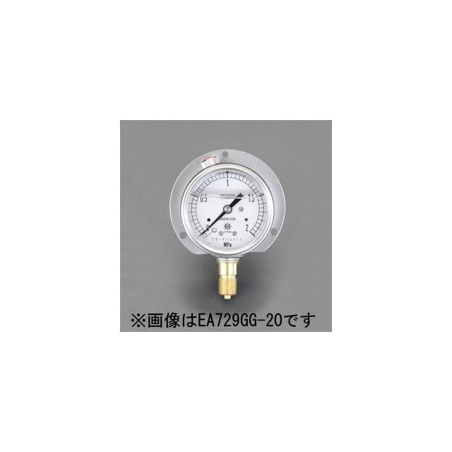 エスコ 60mm/0-2.0MPa つば付圧力計（グリセリン入） ESCO