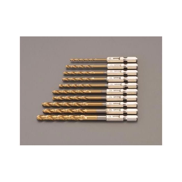 エスコ 2.5-6.0mm/10本組 ドリル（チタンコート/六角軸） ESCO